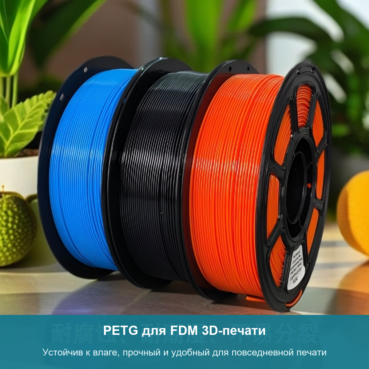 Ключевые свойства PETG в товарной инфографике.