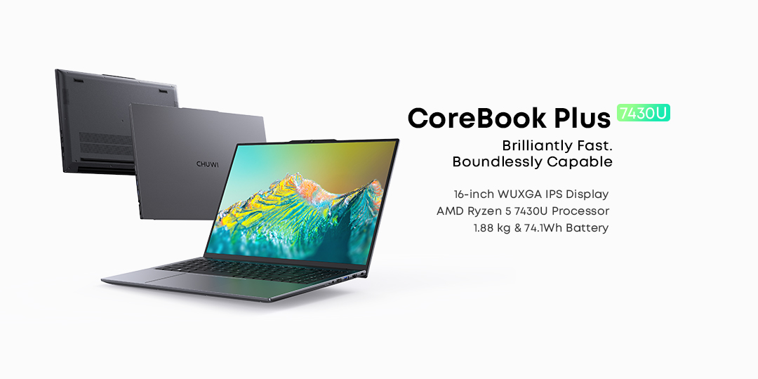 CHUWI представила CoreBook Plus — 16-дюймовый ноутбук на AMD с батареей 74,1 Вт·ч