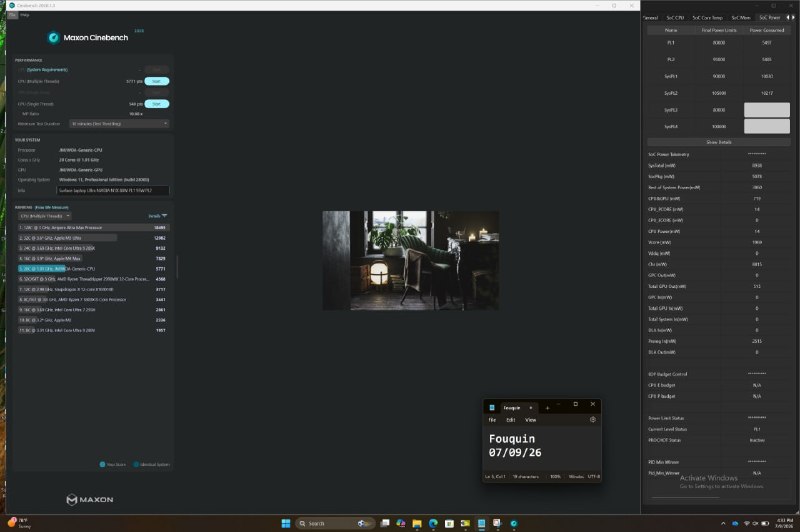 RTX Spark заметно отстал от M4 Max в Cinebench